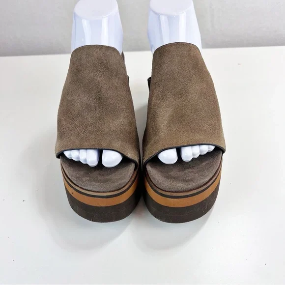 NAKED FEET FLOW in OTTER Platform Sandals Size 7M Slip-on Brown Leather - Picture 4 of 10